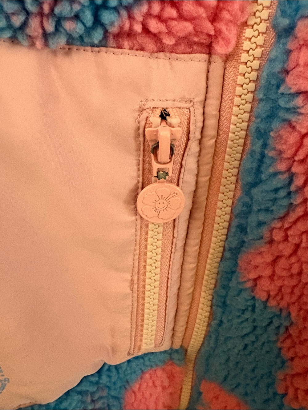 Emma Mulholland on Holiday Pastel Pink & Blue Teddy Sherpa Zip Jacket - Picture 6 of 7
